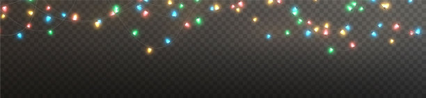 金色闪亮小灯圣诞花环，闪耀风花环矢量素材图片下载