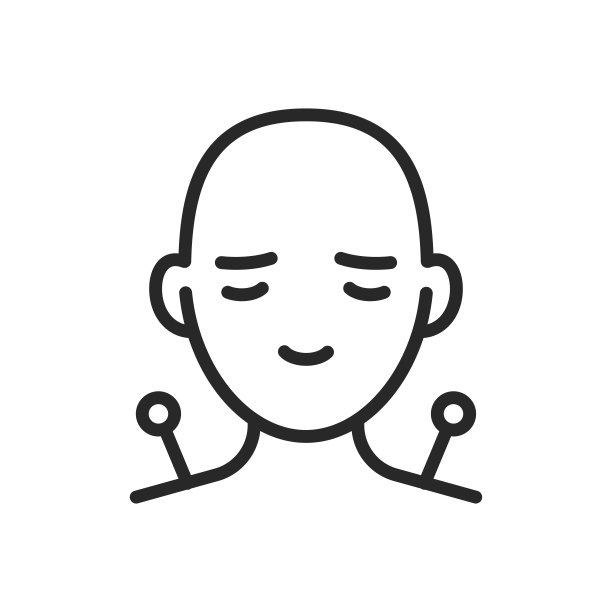 针灸头痛帮助图标。矢量轮廓可编辑的孤立图像代表偏头痛缓解中医。图片下载