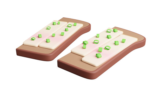 面包配沙拉。沙拉配黑麦面包和洋葱。三维渲染图片下载