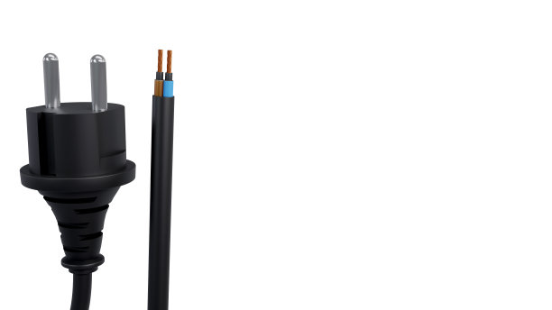 标准电源插头的三维渲染图，白色背景，单相系统图片下载