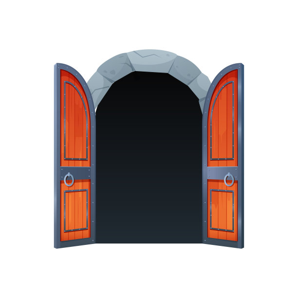 打开古色古香的城堡大门图片下载