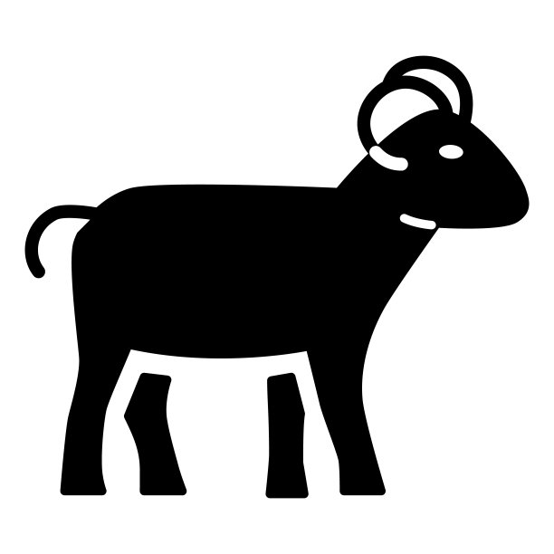 公羊固体图标，牲畜概念，羊标志在白色背景，轮廓的公羊图标在字形风格的移动概念网页设计。矢量图形。图片下载