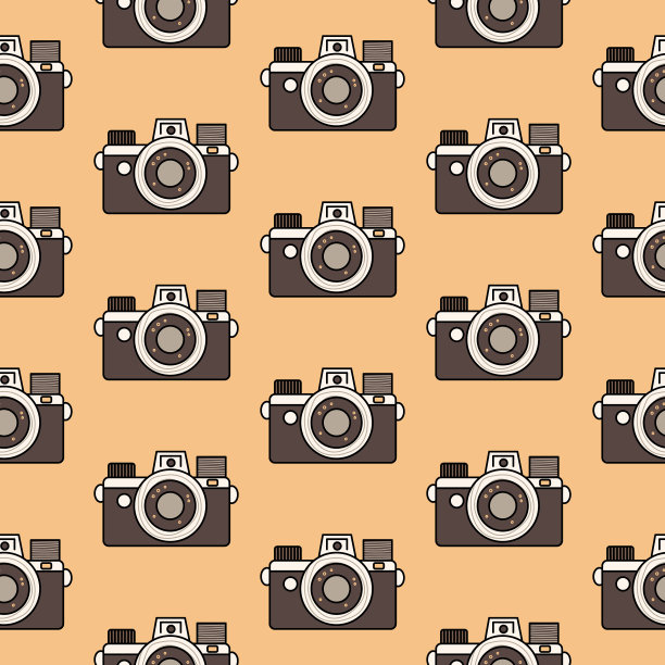 可爱的无缝图案复古相机图片下载