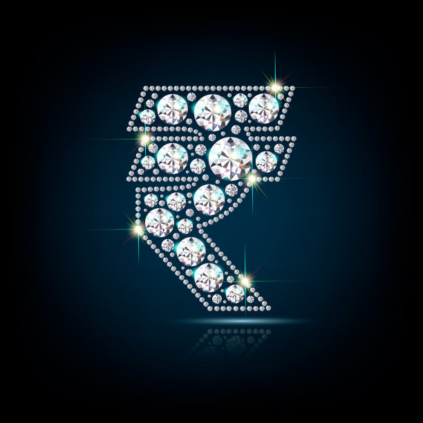 卢比符号货币钻石矢量现实eps10图片下载