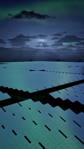 夜间的太阳能发电站北极光区-北极光图片下载