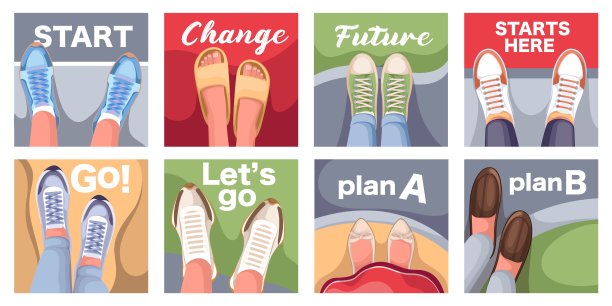 腿在道路上的俯视图与动机铭文集图片下载