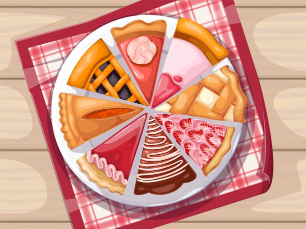 盘子里的馅饼切片，俯视图图片下载