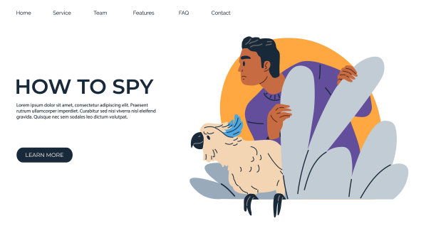 一群带着鹦鹉助手的侦探，从灌木丛中寻找，偷偷摸摸，监视，破案图片下载