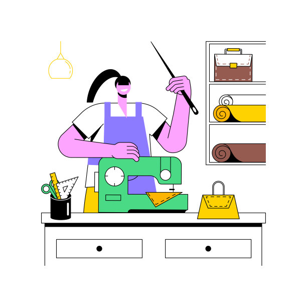 皮革工艺品孤立的卡通矢量插图。图片下载