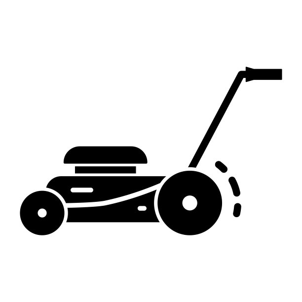 割草机固体图标，花园和园艺概念，割草机标志在白色背景，割草机图标在字形风格移动概念网页设计。矢量图形。图片下载