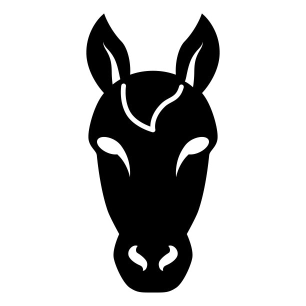 马头固体图标，农场动物概念，白色背景上的种马符号，马头轮廓图标在字形风格的移动概念网页设计。矢量图形。图片下载