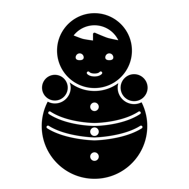不倒翁实心图标，儿童玩具概念，白色背景上的不倒翁玩具符号，字形风格的娃娃平衡图标移动概念网页设计。矢量图形。图片下载