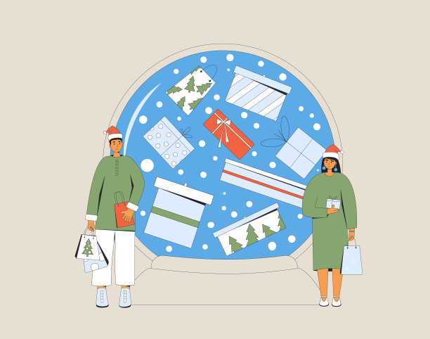 朋友交换礼物。一起假日购物。圣诞节的日期。图片下载