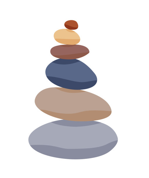 冥想石平衡金字塔矢量插图。堆卵石柔和的颜色对象孤立在白色背景图片下载