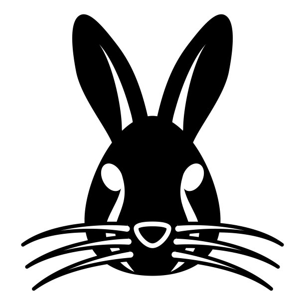 兔子头固体图标，动物概念，白底上有头标志，兔子脸轮廓图标在字形风格的移动概念网页设计。矢量图形。图片下载
