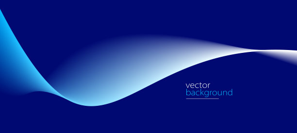 流畅的深蓝色曲线造型配合柔和的渐变矢量抽象背景，轻松宁静的艺术，可以说明健康医疗或音乐的声音。图片下载