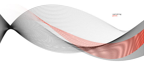 平滑和放松的形状矢量抽象背景与流动的粒子波，曲线线的点在运动，红色和黑色宁静和柔和的形象。图片下载