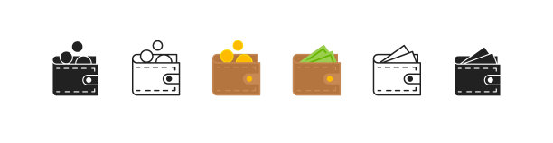 钱包图标集。矢量EPS 10图片下载