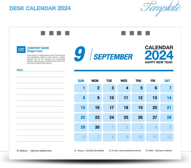 台历2024设计2024年12月模板图片下载