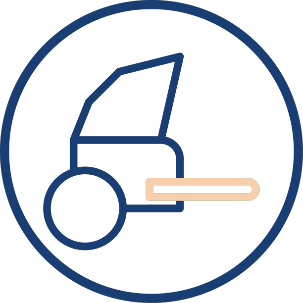 人力车图标线条呈圆米色蓝色图片下载