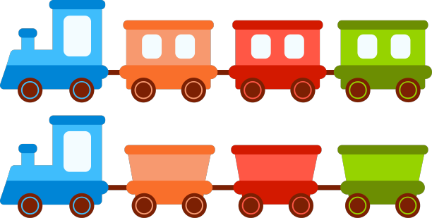 一套可爱的玩具火车机车为儿童引擎图片下载