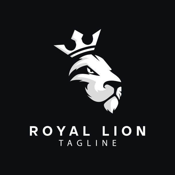 皇家狮子符号设计模板平面风格向量图片下载