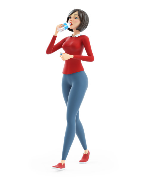 随意的女孩喝瓶装水图片下载