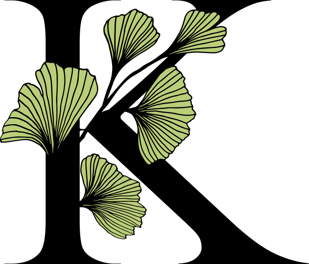 银杏叶字母k徽章和图标图片下载