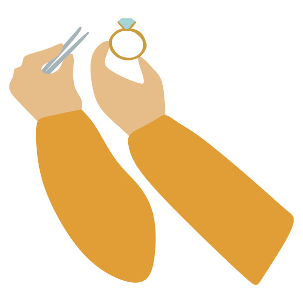 矢量插图的手与镊子和戒指与宝石。珠宝的制造矢量插图在一个平面设计。创造性的爱好，手工隔离在一个白色的背景。图片下载