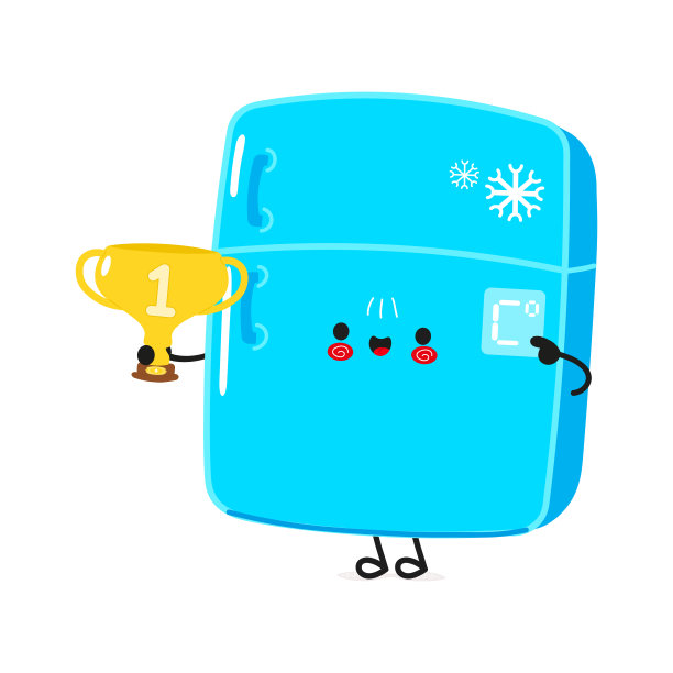 可爱有趣的冰箱持有金杯奖杯图片下载