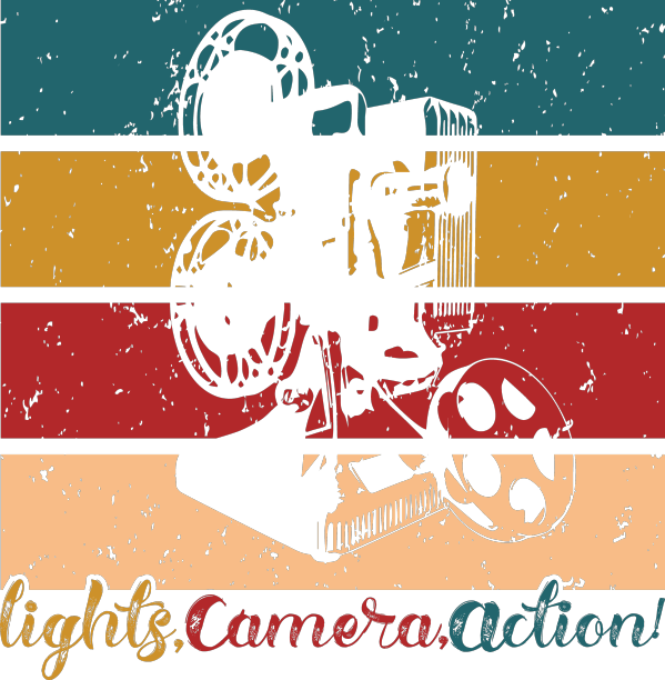 复古电影放映机t恤设计图片下载