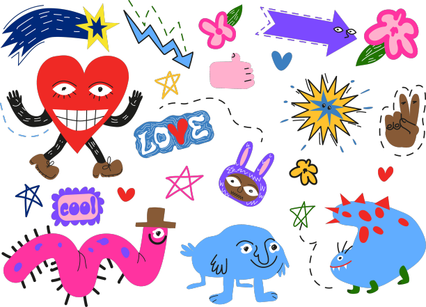 一套彩色的涂鸦图片下载