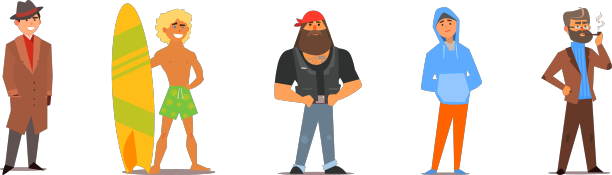 不同的男人性格站着微笑图片下载