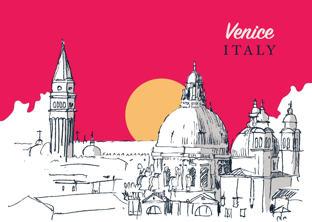 绘制素描的圣马可和圣玛丽亚德拉图片下载