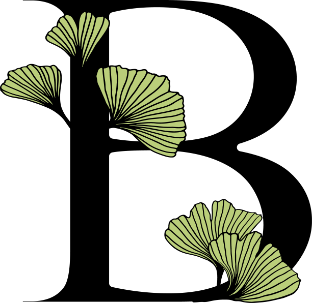 银杏叶字母b徽章和图标图片下载