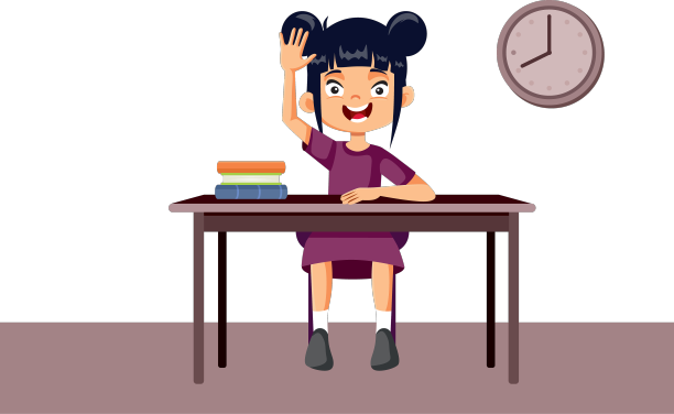 女学生在课堂漫画中举手图片下载