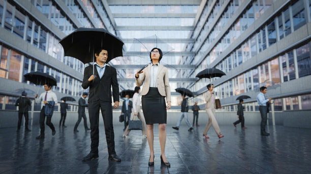 繁忙办公大楼庭院图片下载