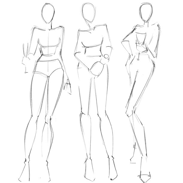 时尚模板。速写。白色背景上的一个女人的形象图片下载