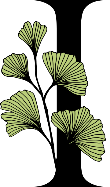 银杏叶上有字母I的徽章和图标图片下载