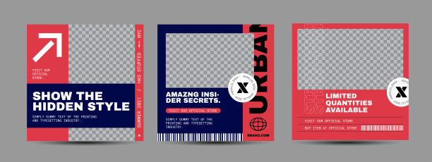 街头服饰时尚设计的社交媒体帖子模板图片下载