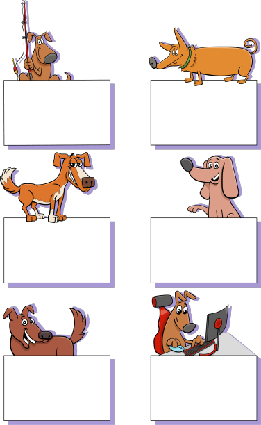 卡通狗和小狗与卡片设计集图片下载