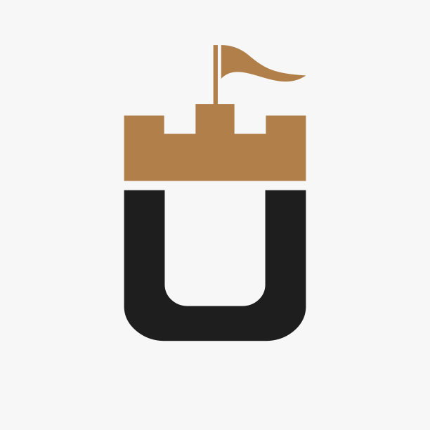 城堡与U符号矢量模板图片下载