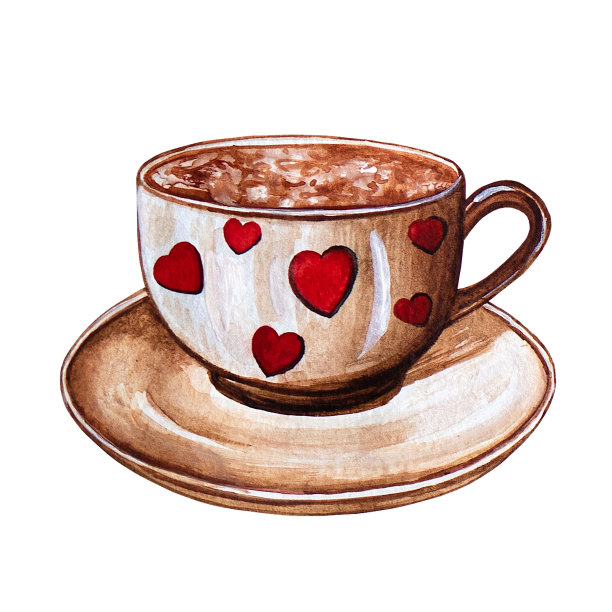 一杯咖啡的水彩画。餐厅和咖啡馆菜单的图片。图片下载