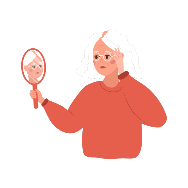 秃顶概念悲伤的老年妇女失去了她的头发图片下载