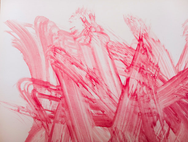 毛笔画抽象的红色笔画背景。用复制空间绘制笔刷笔触纹理。图片下载