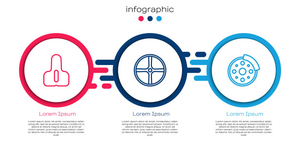 车座、车轮、刹车盘。业务信息图表模板。向量图片下载