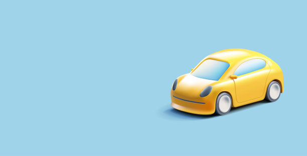 黄色客车3D蓝色背景。用于送货服务、出租车、服务、诊断、旅游、商业等概念的广告宣传。图片下载