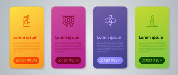 蜜蜂，燃烧的蜡烛，一罐蜜勺和蜂窝。业务信息图表模板。向量图片下载