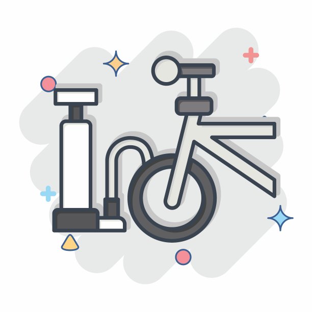 图标气泵相关的自行车符号。漫画风格。简单的设计可编辑。简单的说明图片下载