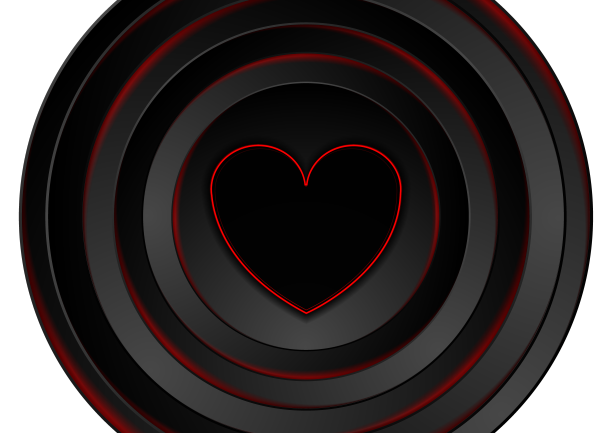 红色的心和发光的圆圈抽象的背景图片下载